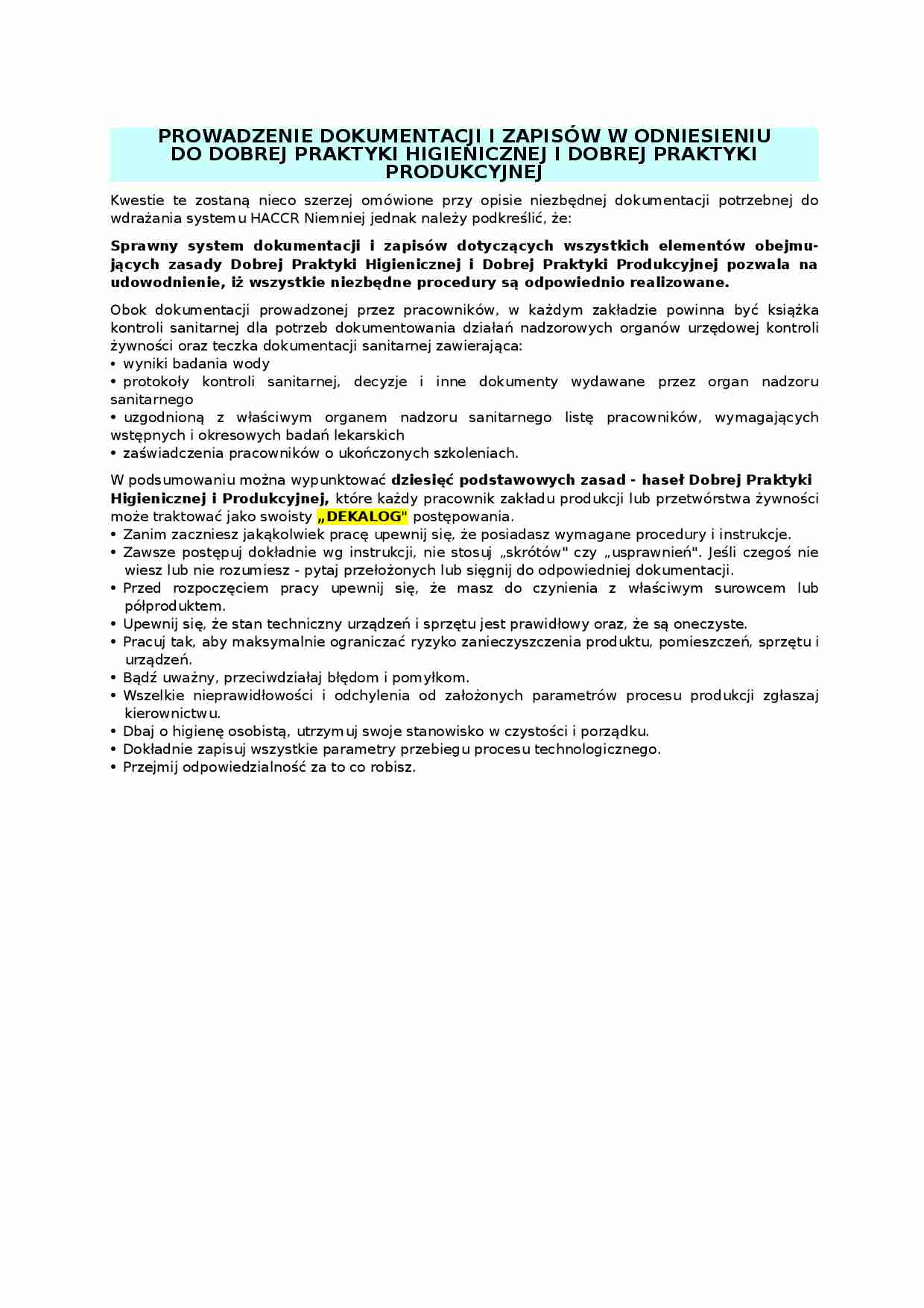 Dokumentacja higieny-opracowanie - strona 1