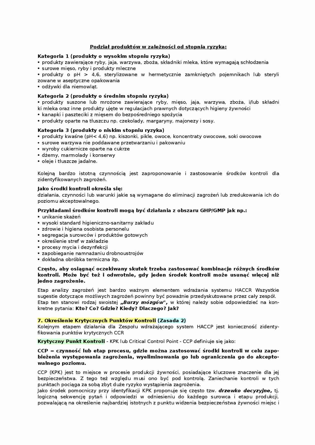 Podział produktów w zależności od stopnia ryzyka - strona 1