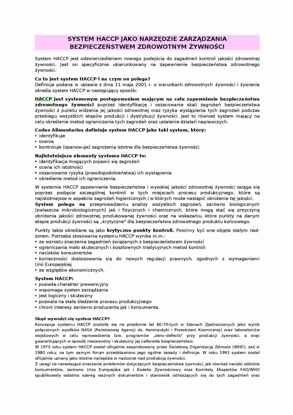 System haccp-opracowanie - strona 1