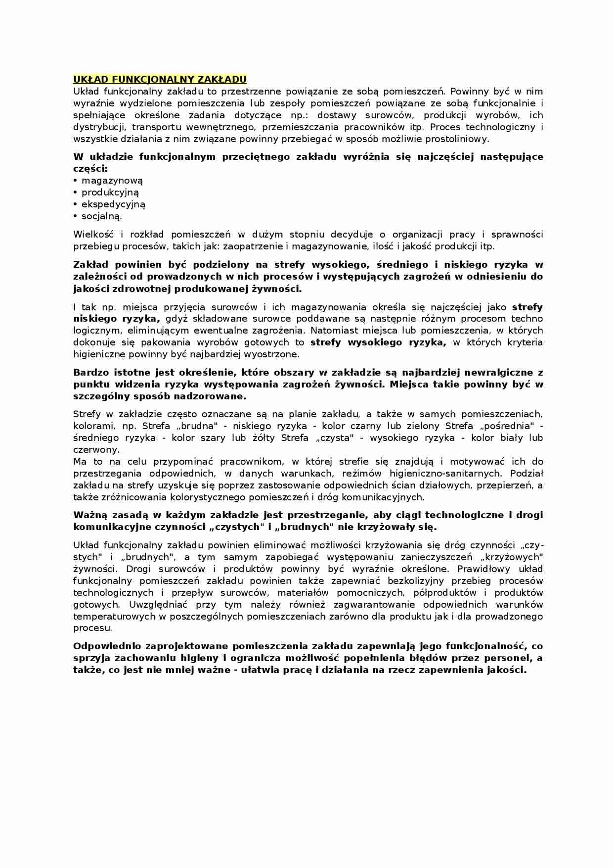 Układ funkcjonalny zakładu - strona 1