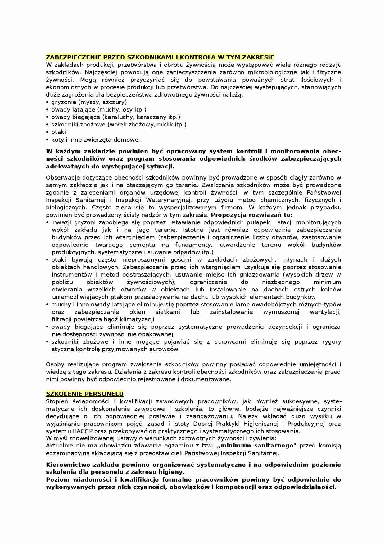 Zabezpieczenie przed szkodnikami i kontrola w tym zakresie - strona 1