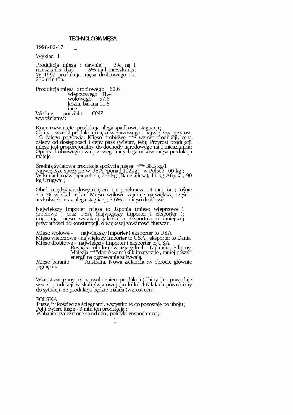 Technologia mięsa-opracowanie - strona 1