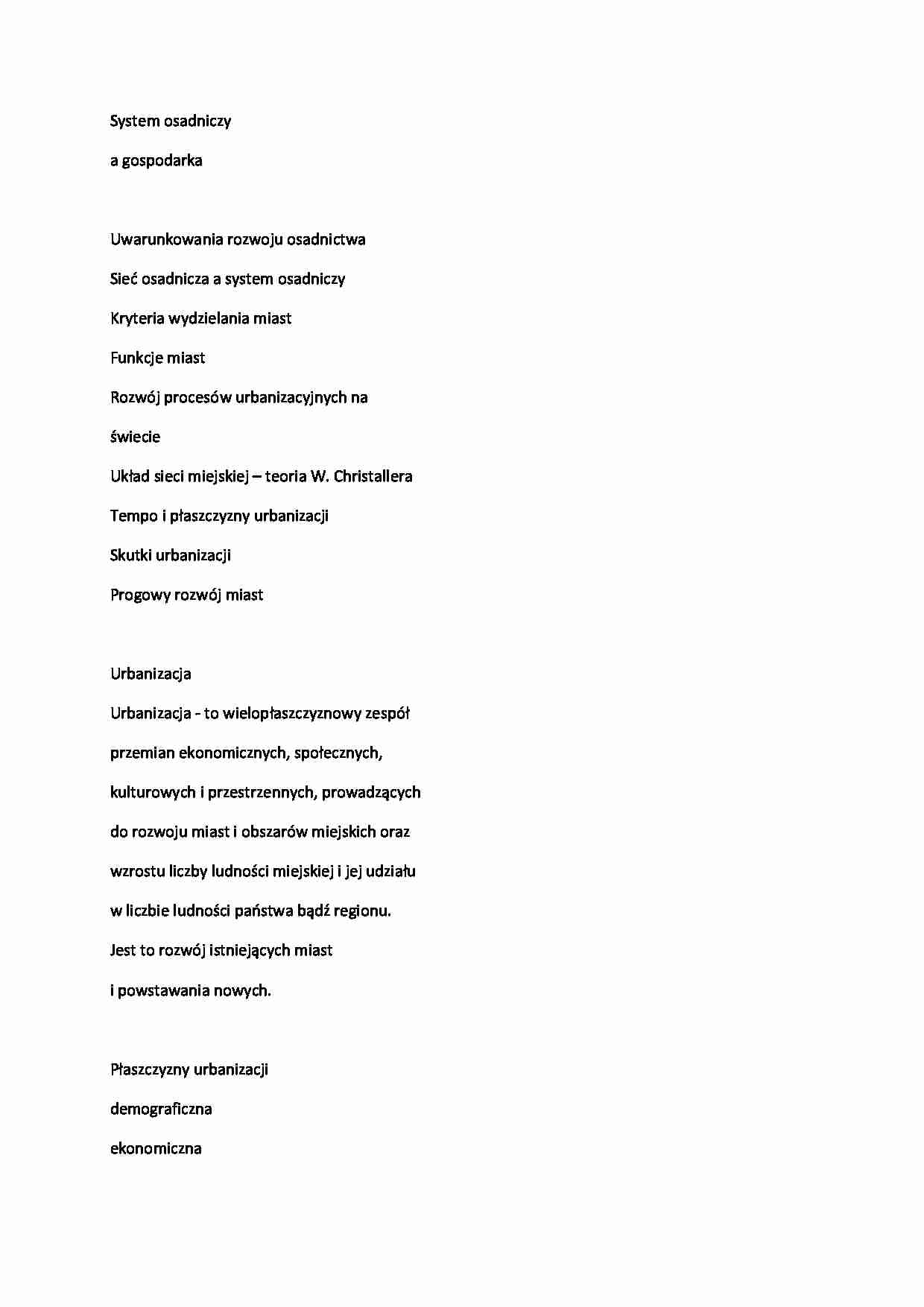 Geografia ekonomiczna - urbanizacja - strona 1