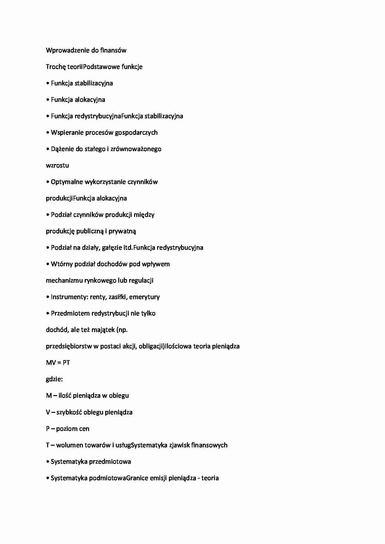 Finanse - wykład 1 - strona 1