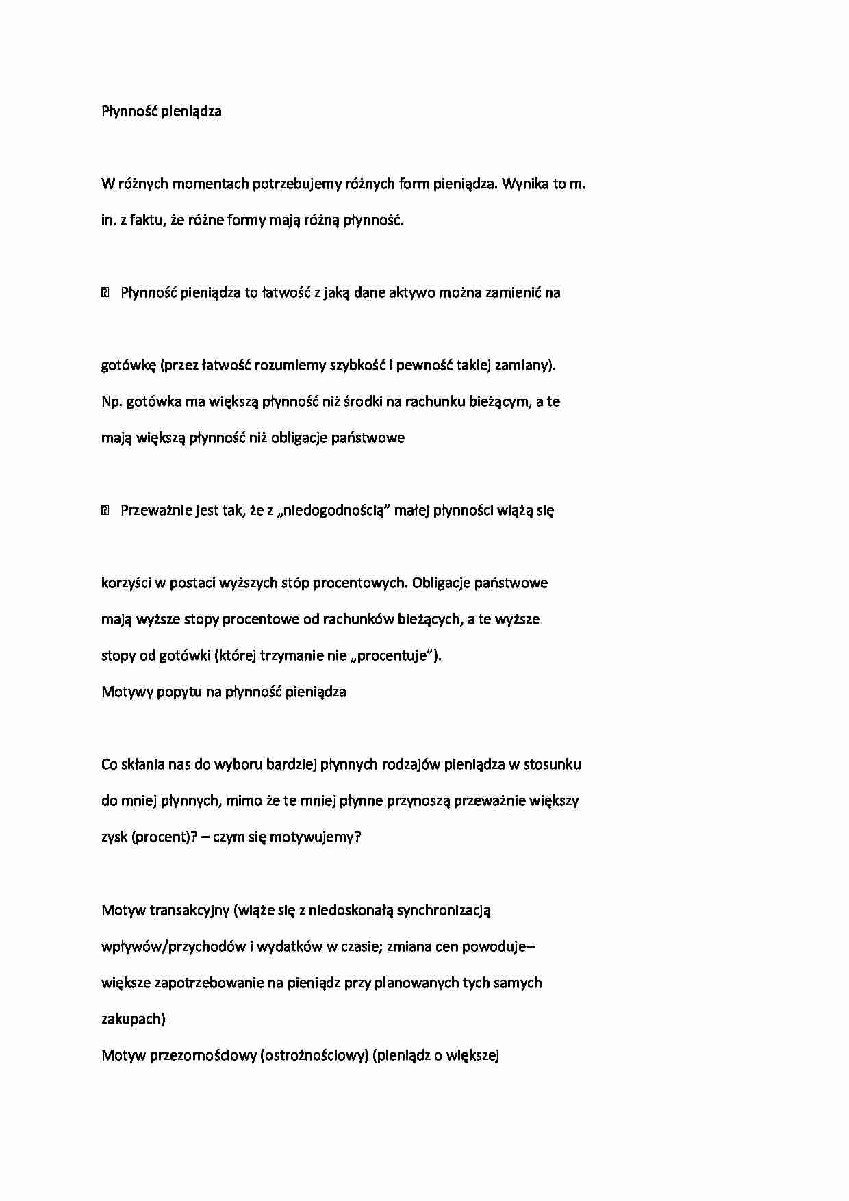 Makroekonomia - płynność pieniadza - strona 1