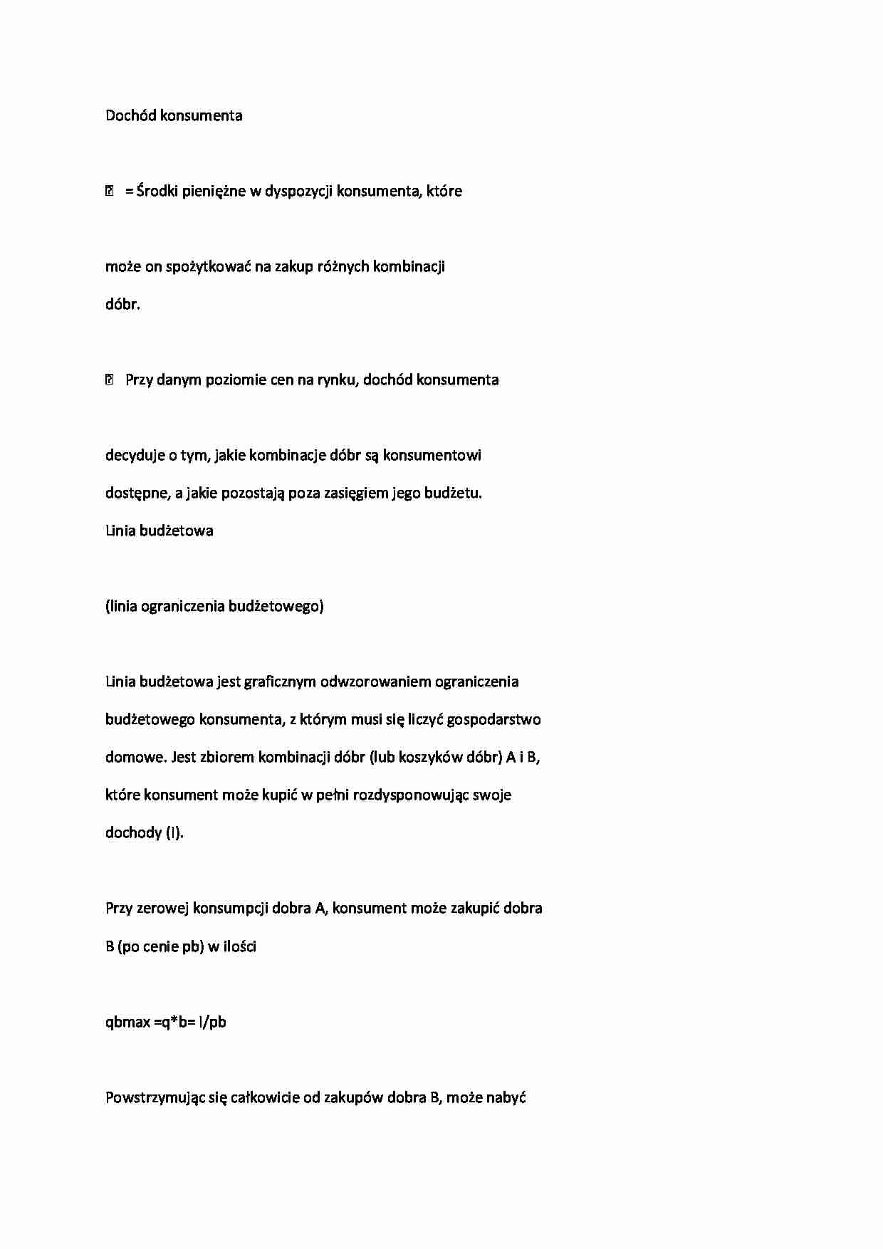 Mikroekonomia - Dochód konsumenta - strona 1