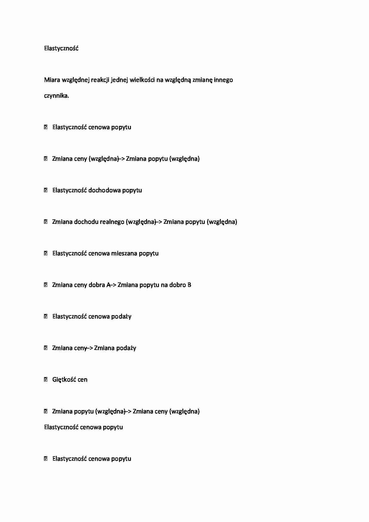 Mikroekonomia - pojecie elastyczności - strona 1