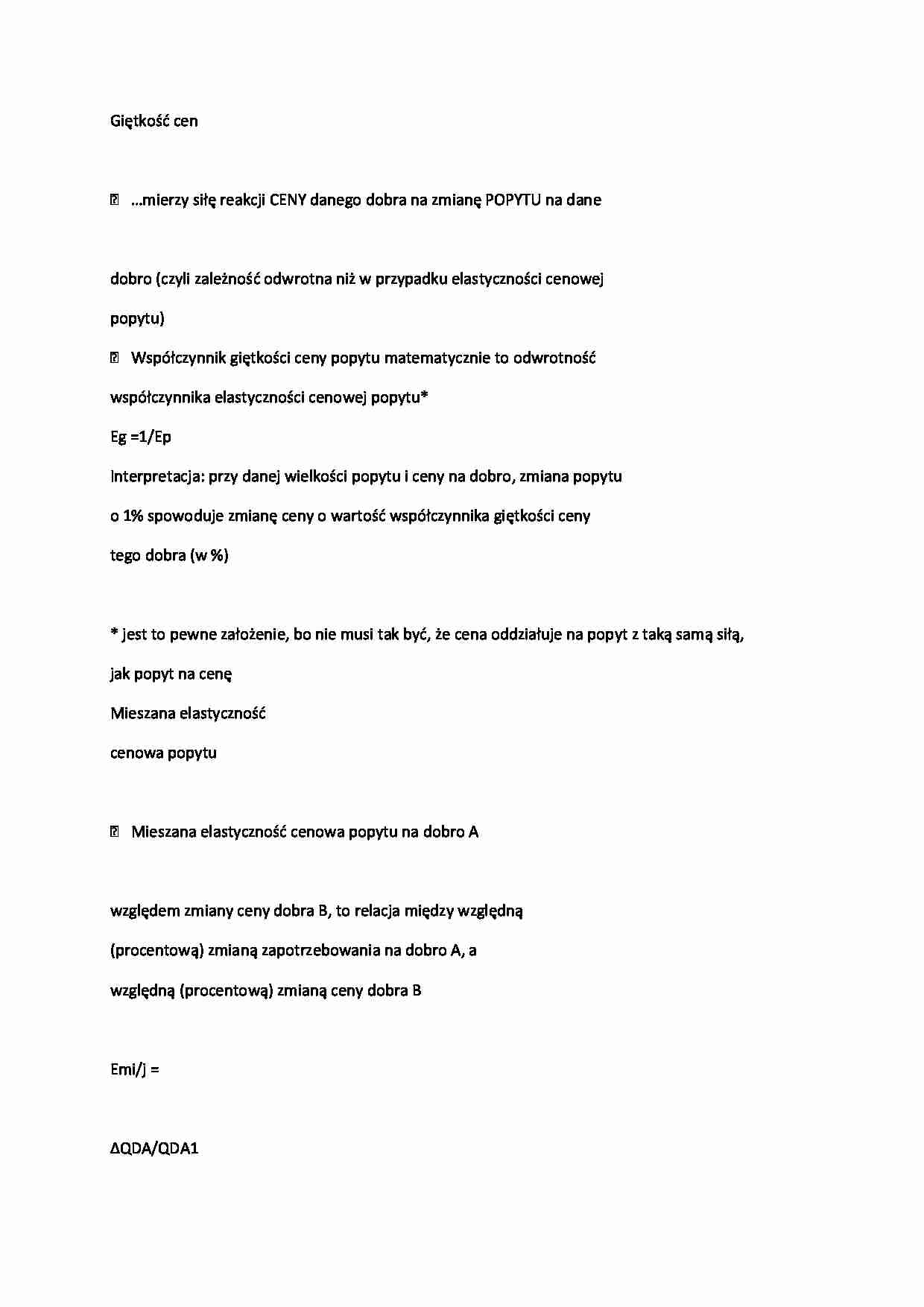 Mikroekonomia - Giętkość cen - strona 1