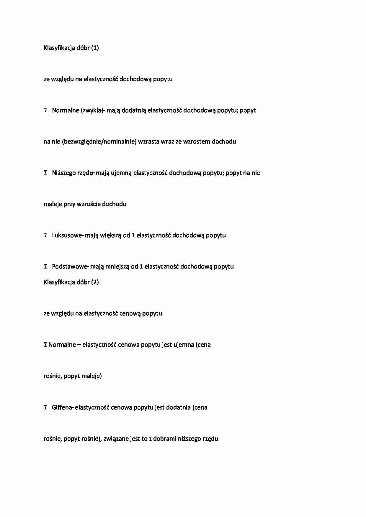 Mikroekonomia - Klasyfikacja dóbr - strona 1