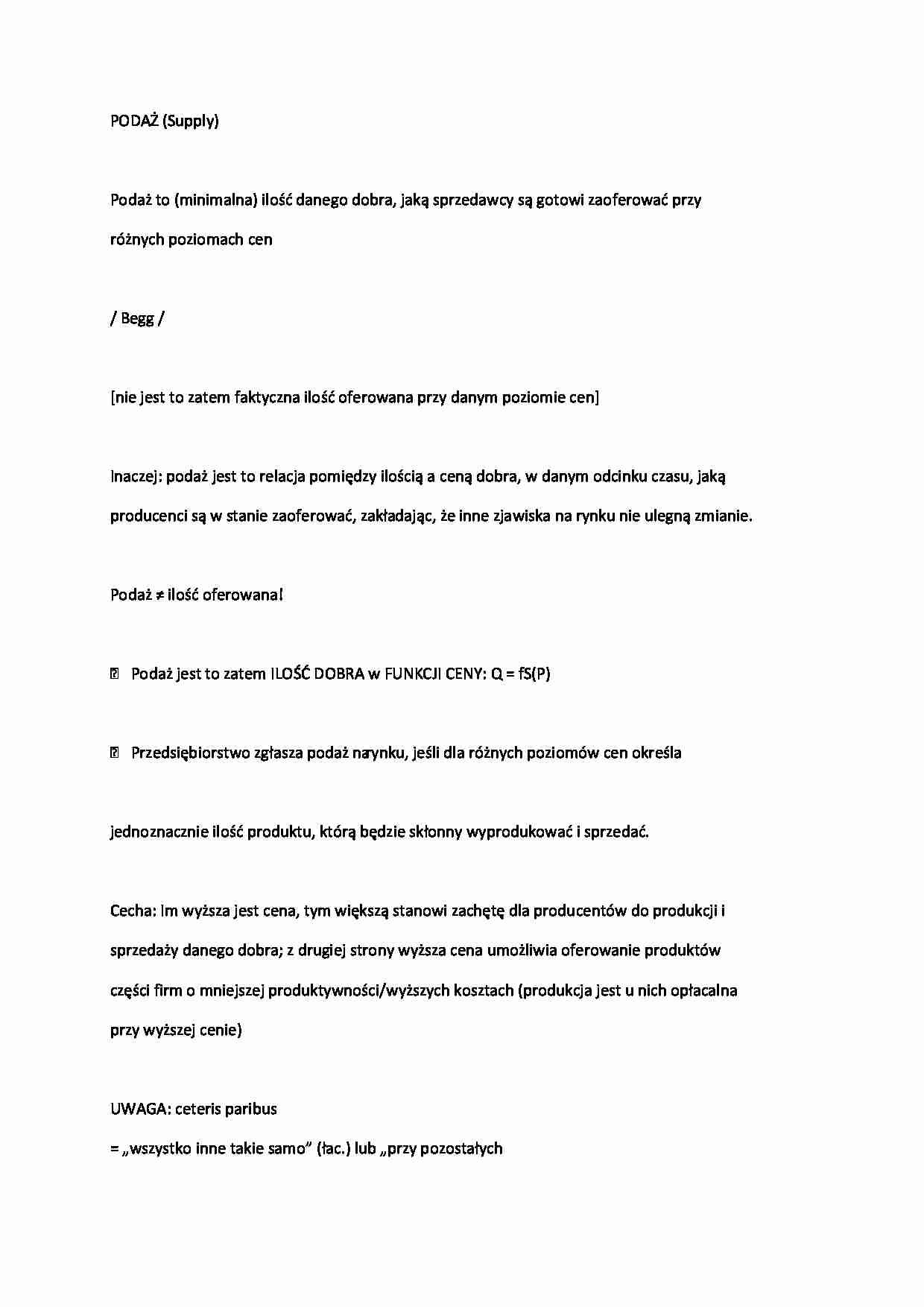 Mikroekonomia - pojecie podaży - strona 1