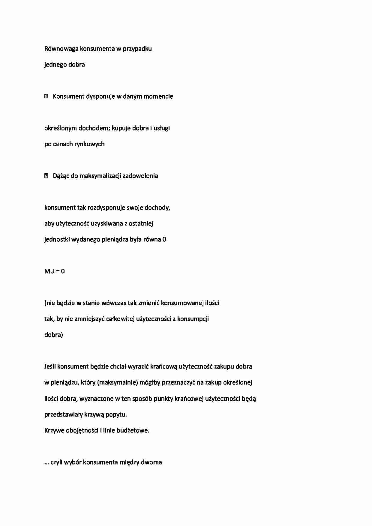 Mikroekonomia - Równowaga konsumenta - strona 1