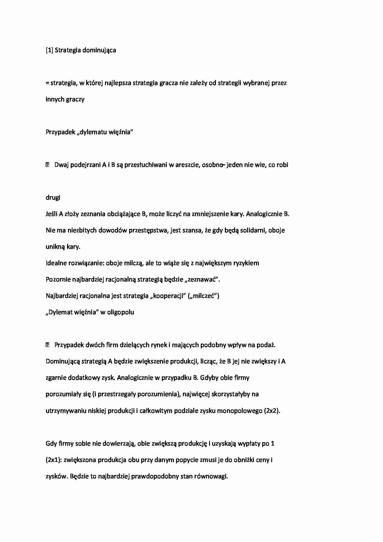 Mikroekonomia - Strategie gier - strona 1