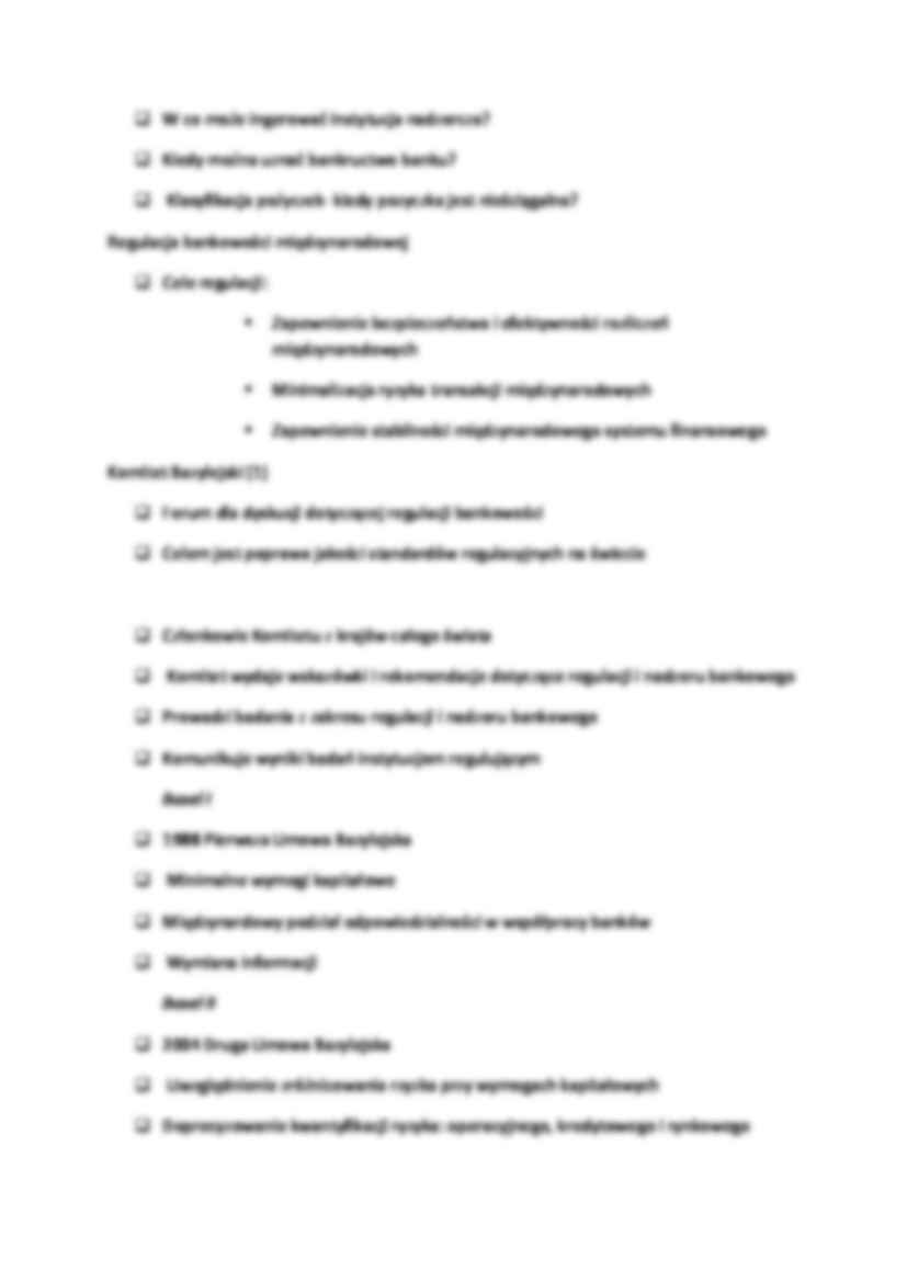 Finanse - wykład 5 -  NADZÓR I REGULACJE BANKOWE - strona 2