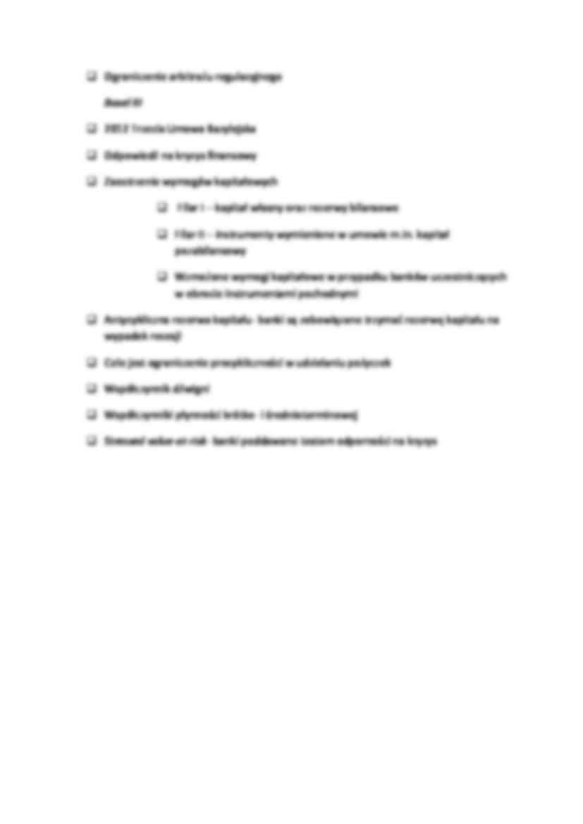 Finanse - wykład 5 -  NADZÓR I REGULACJE BANKOWE - strona 3