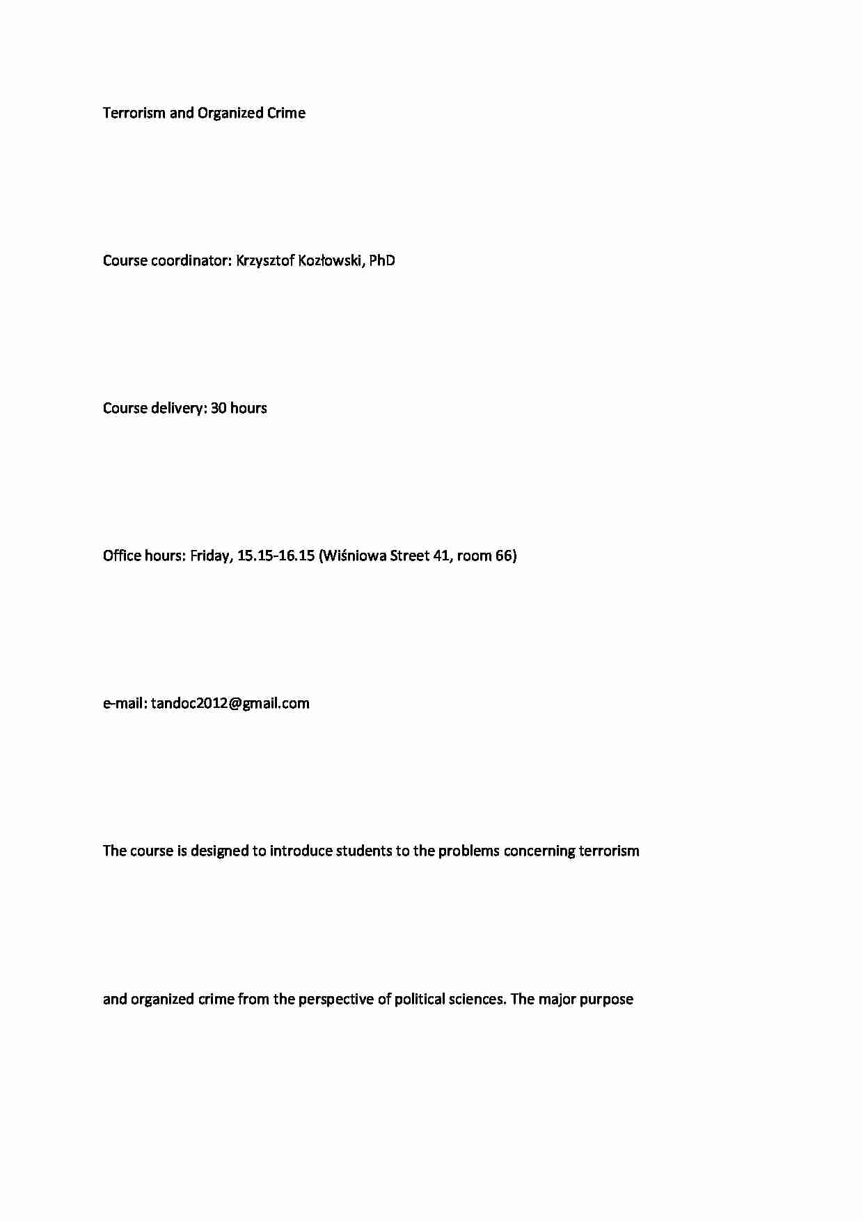 Terrorism and organised crime - introduction - strona 1