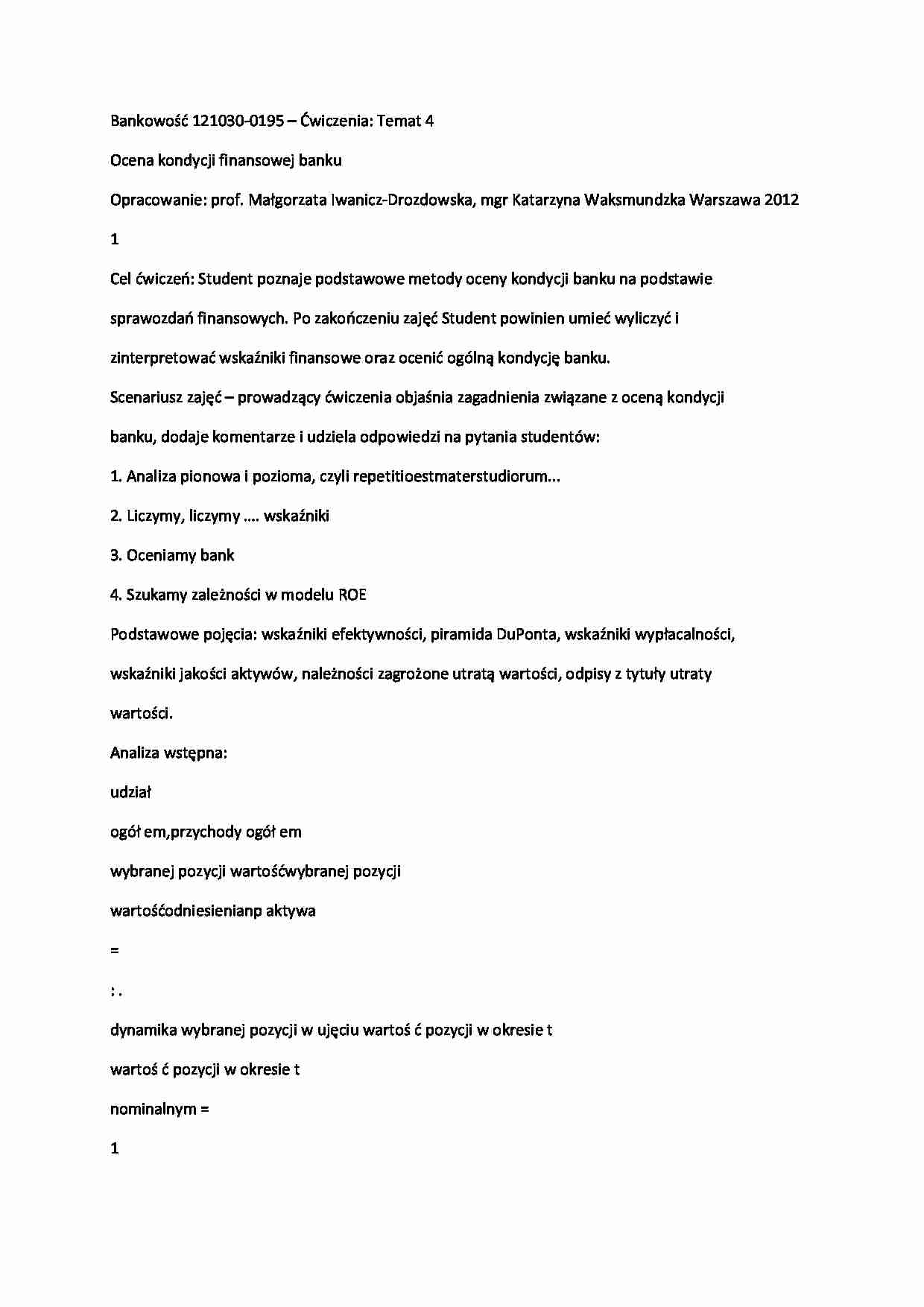 Bankowość - wykład 5 - strona 1