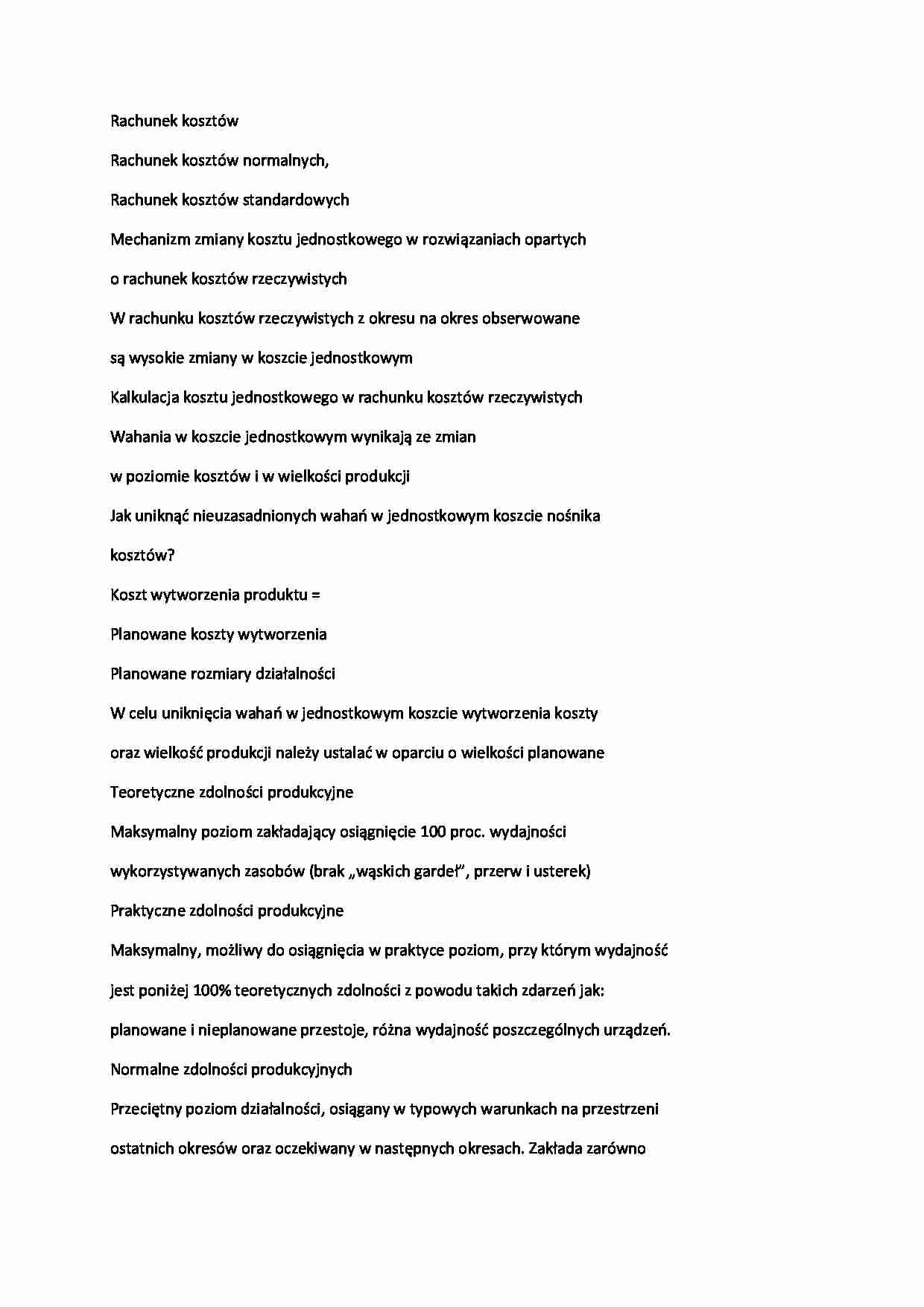 Rachunek kosztów - wykład 2 - strona 1