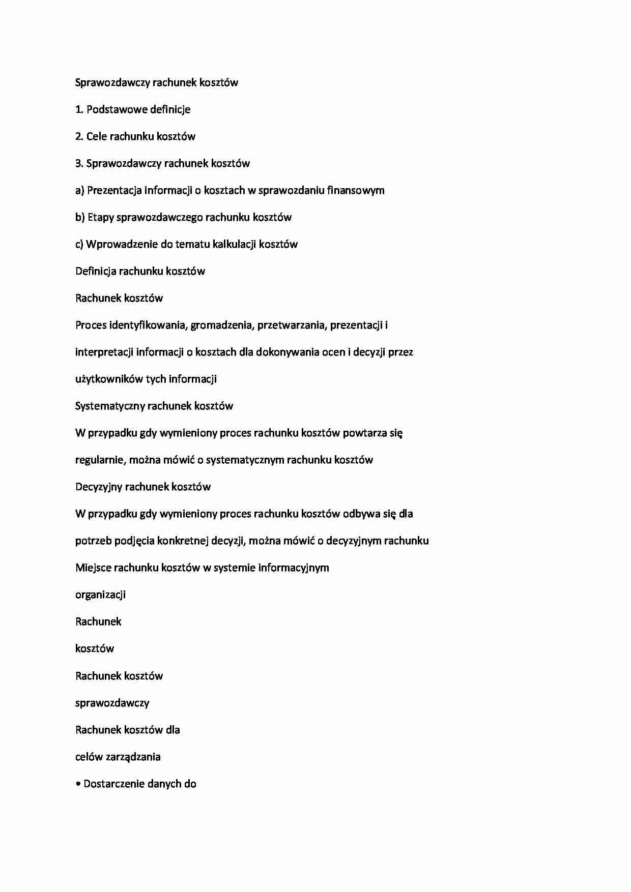 Rachunek kosztów - wykład 1 - strona 1