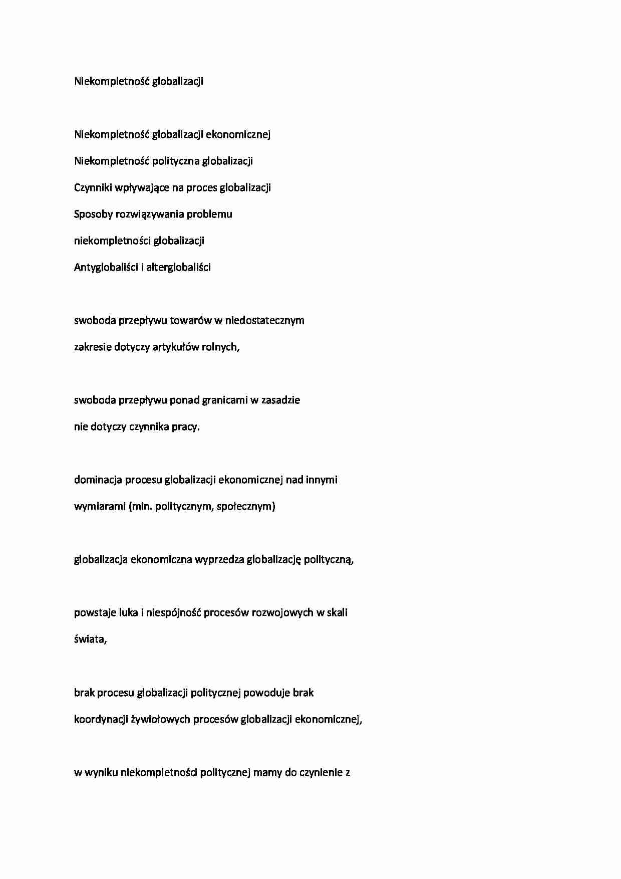Globalizacja - niekompletność globalizacji - strona 1