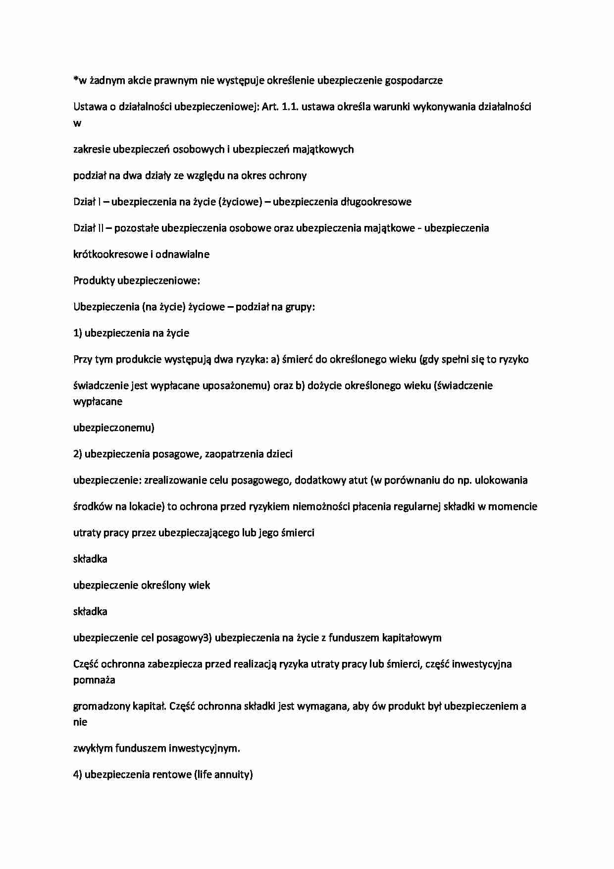 Ubezpieczenia - wykład 4 - strona 1