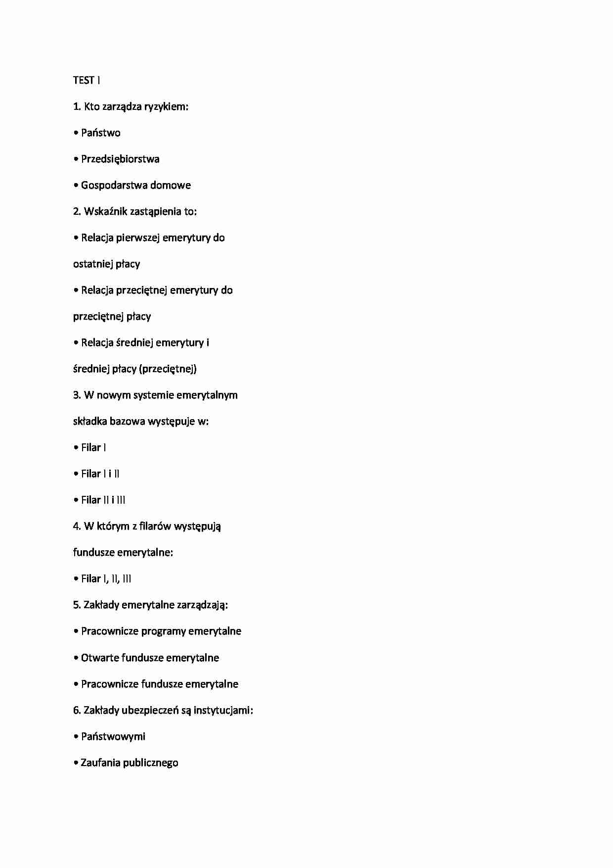 Ubezpieczenia - test 2 - strona 1