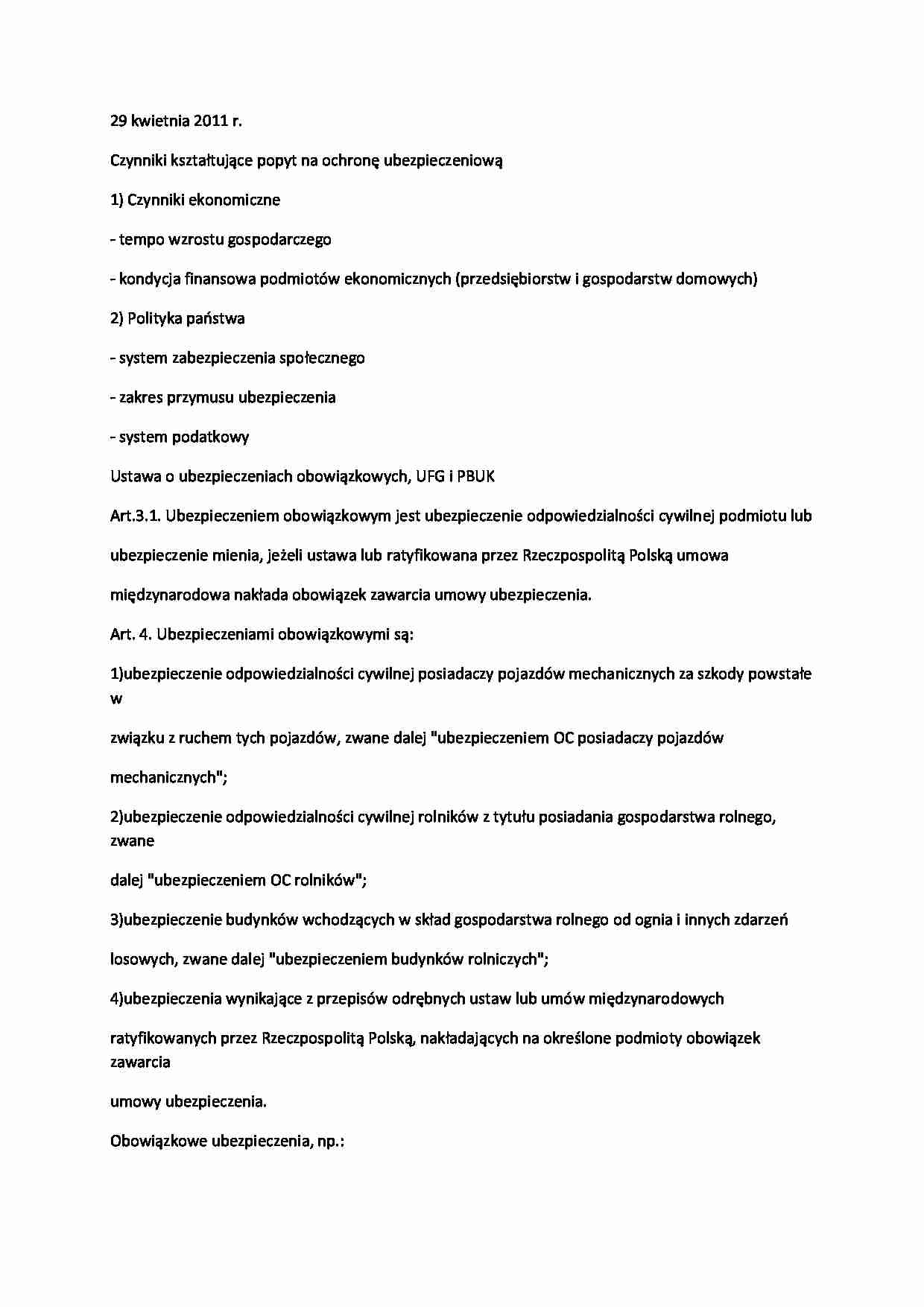 Ubezpieczenia - wykład 9 - strona 1