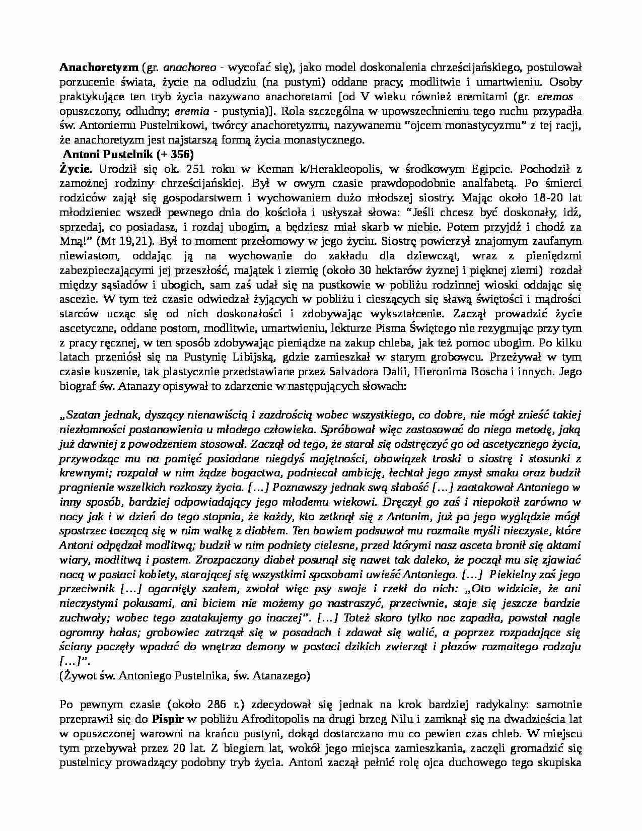 Antoni Pustelnik i anachoretyzm - strona 1