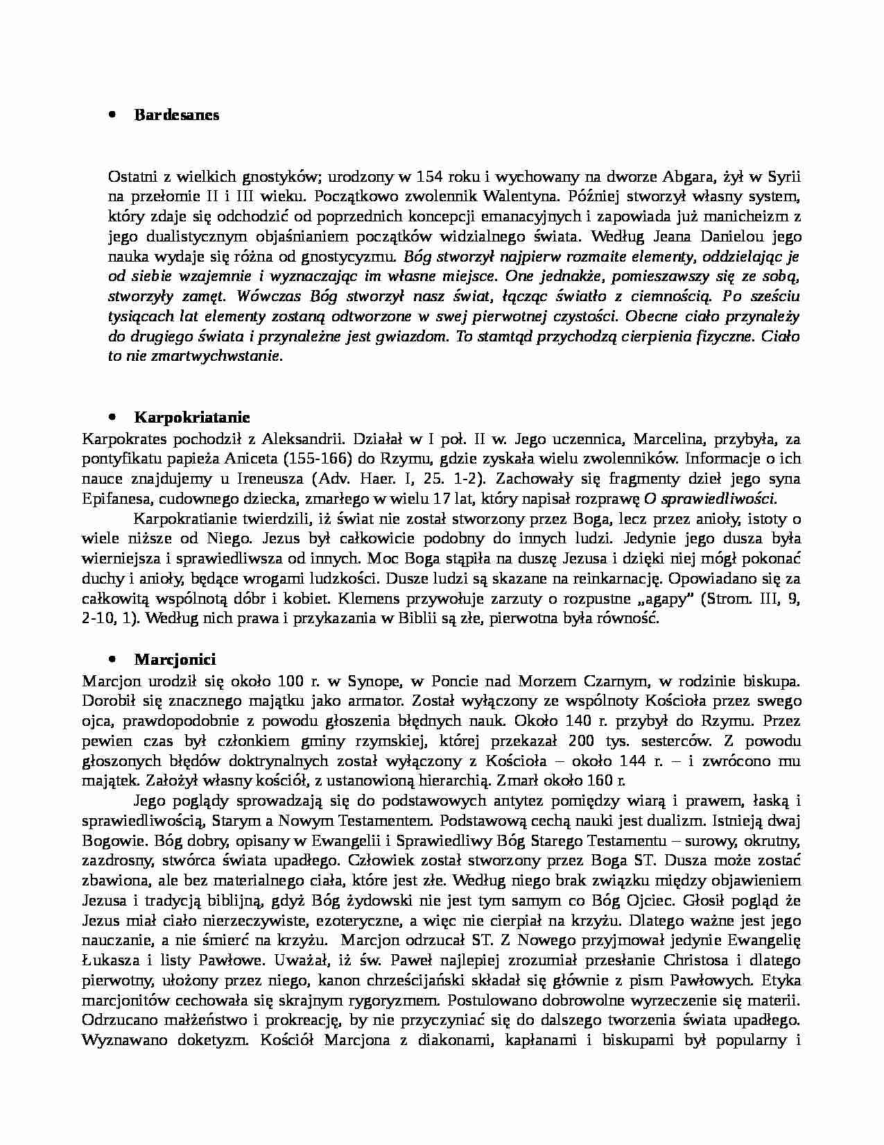 Bardesanes, Karpokrates, Marcjon i Mani - strona 1
