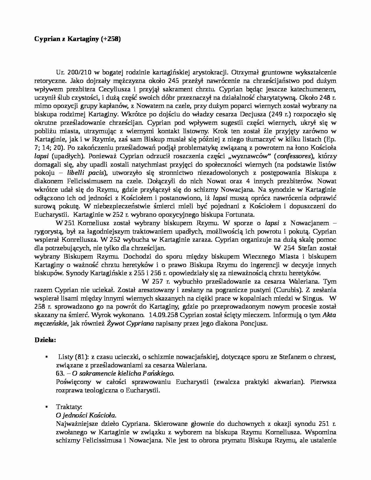 Cyprian z Kartaginy - strona 1