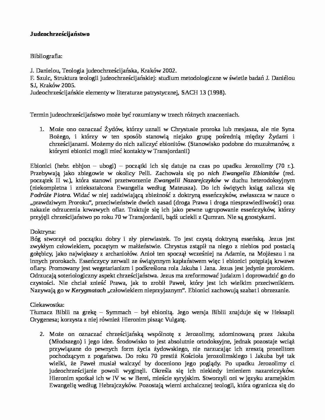 Judeochrześcijaństwo - definicja i doktryna - strona 1