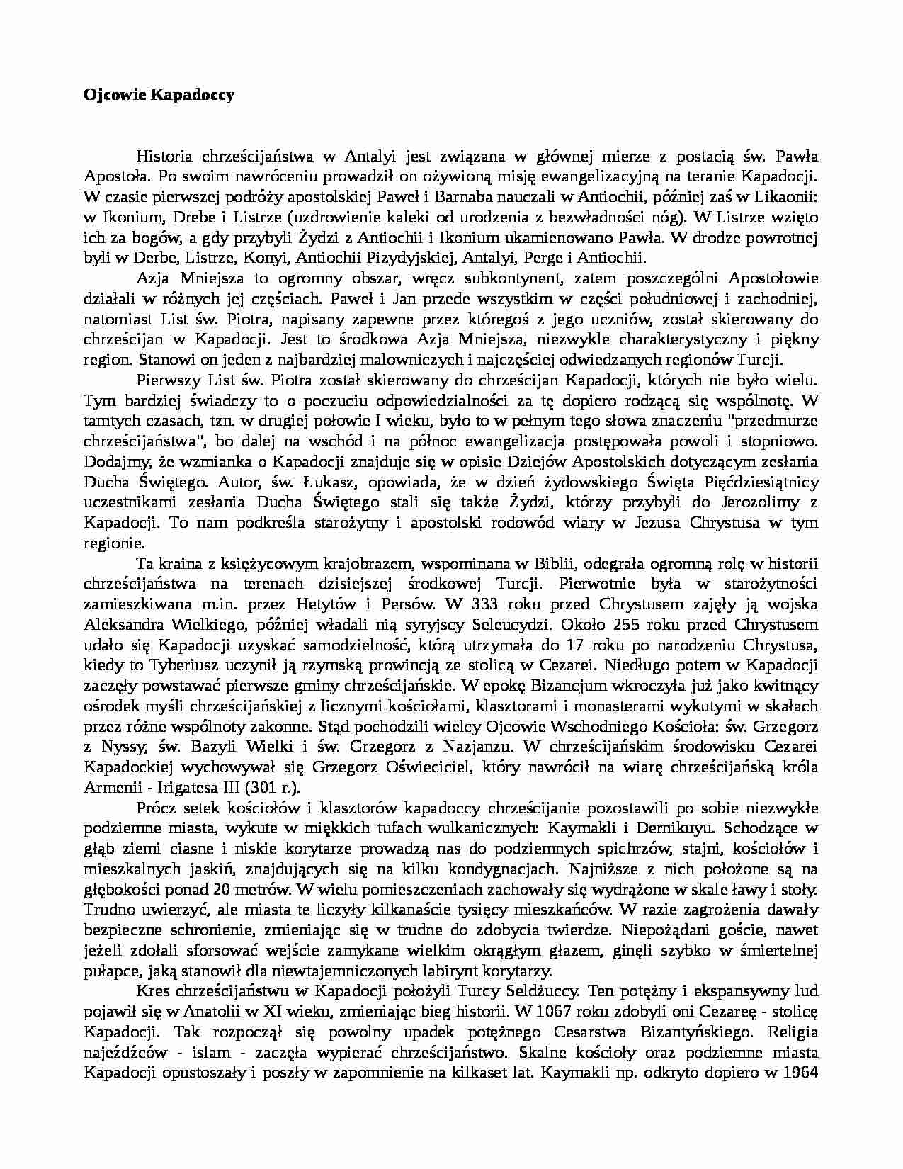 Ojcowie Kapadoccy - historia - strona 1