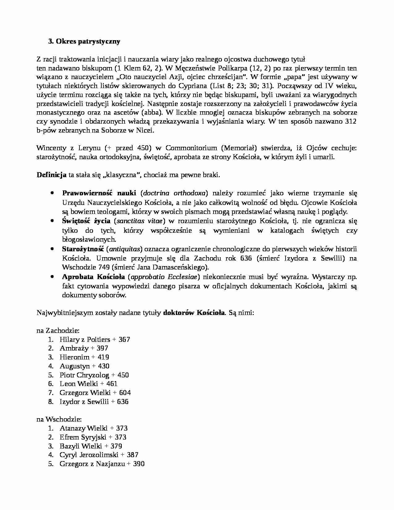 Okres patrystyczny - definicja - strona 1