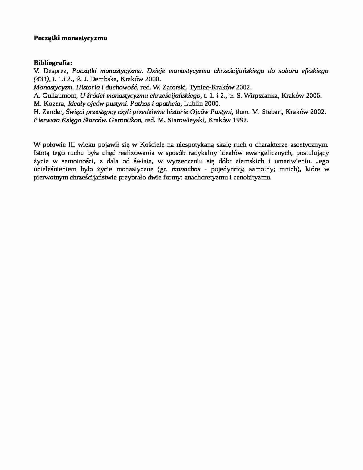 Początki monastycyzmu - strona 1