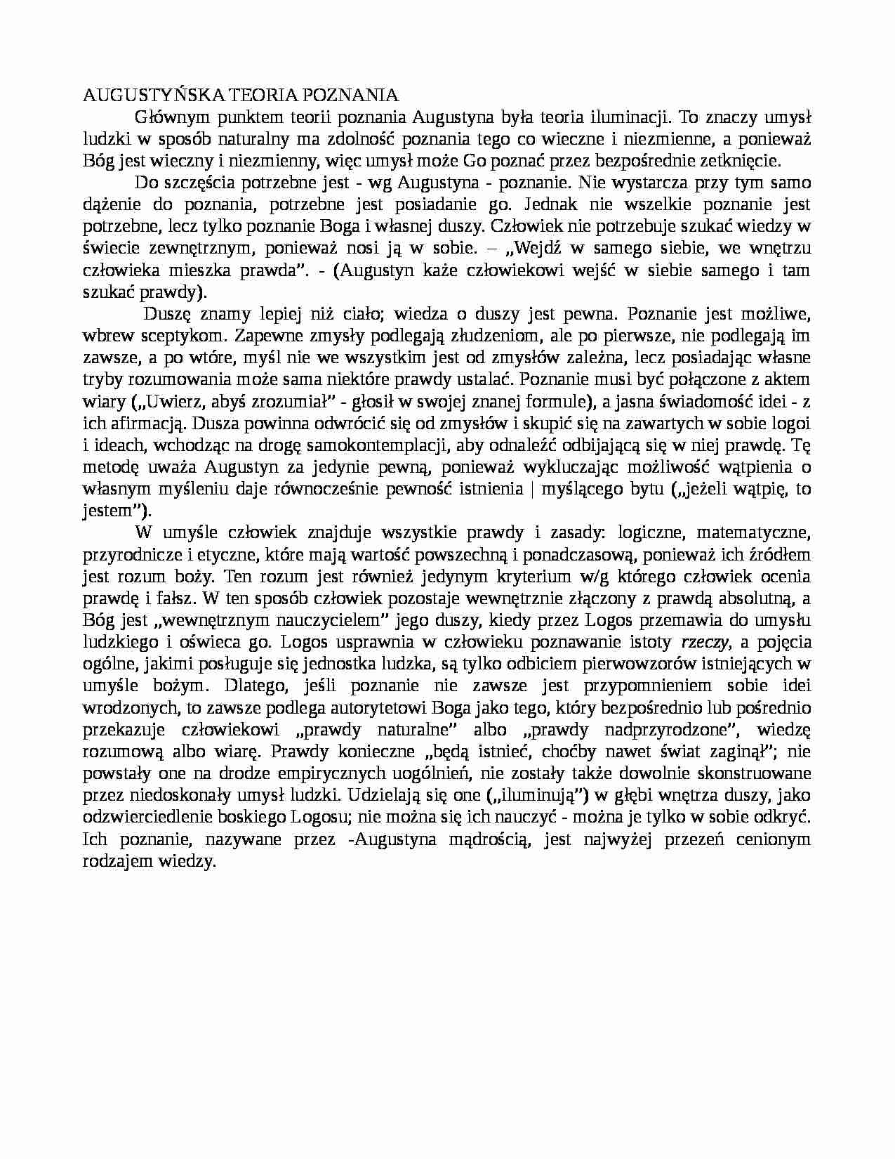 Augustyńska teoria poznania - strona 1