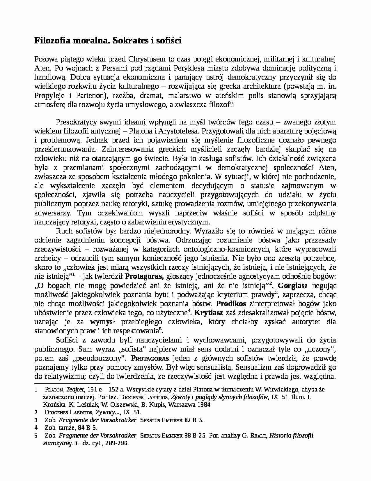Filozofia moralna. Sokrates i sofiści - strona 1