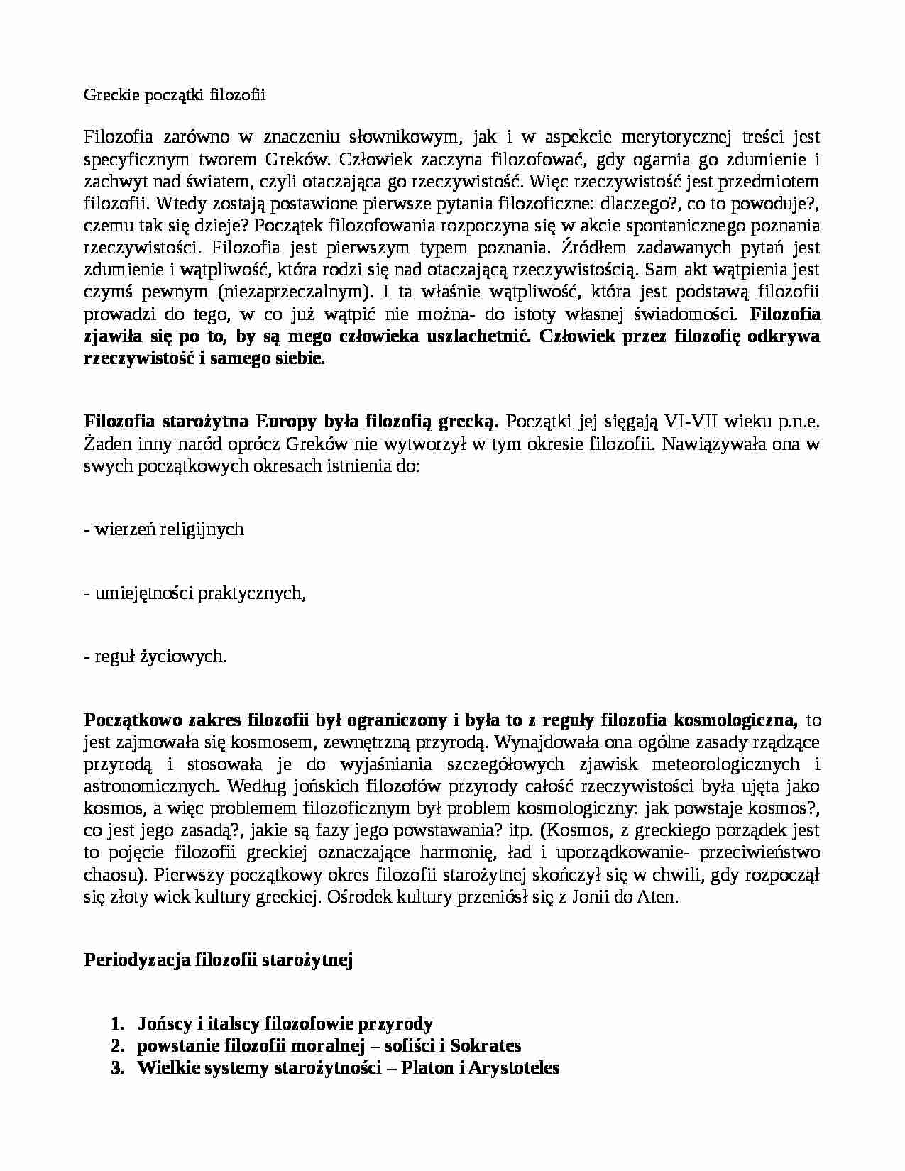 Greckie początki filozofii - strona 1