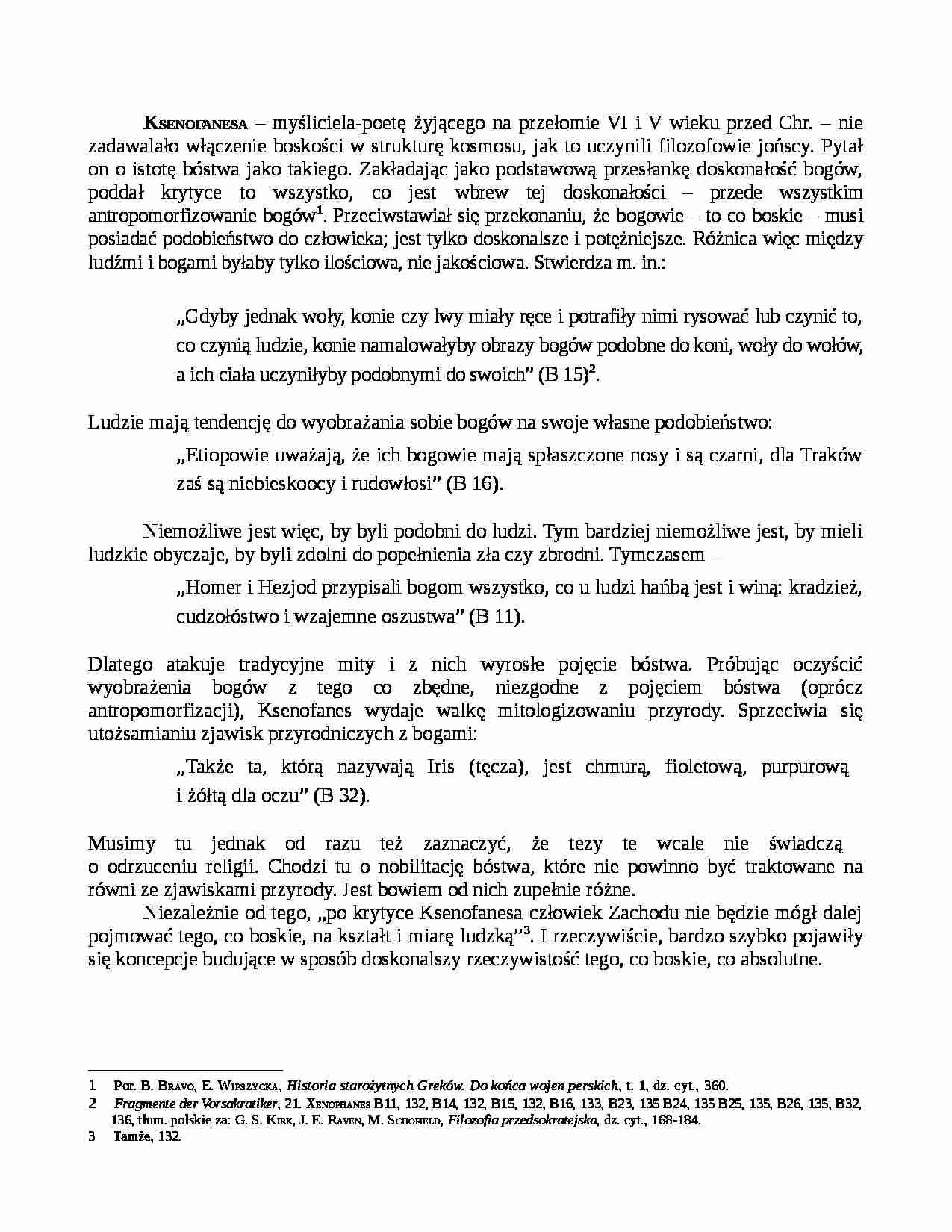 Ksenofanes - życie i poglądy - strona 1