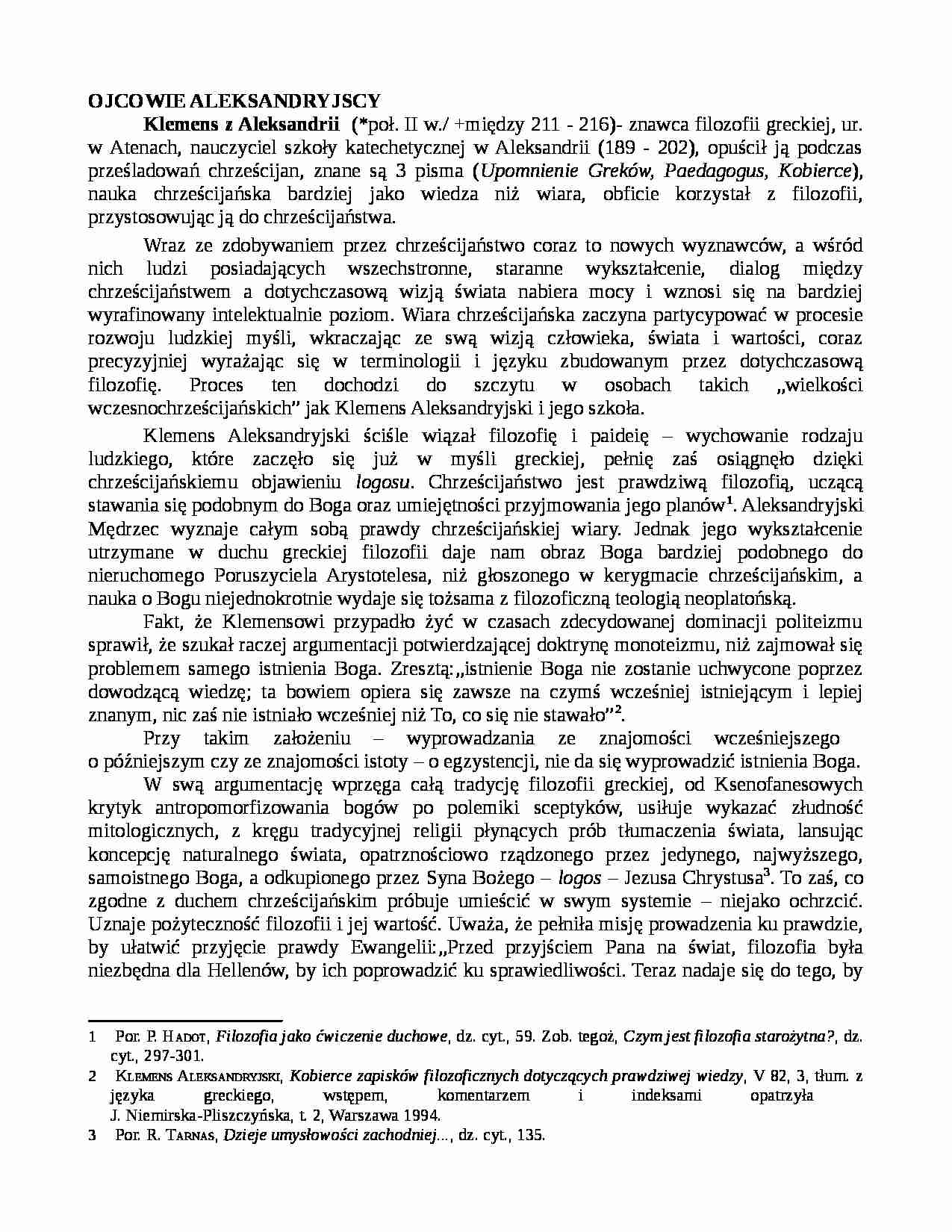 Ojcowie aleksandryjscy - opracowanie - strona 1