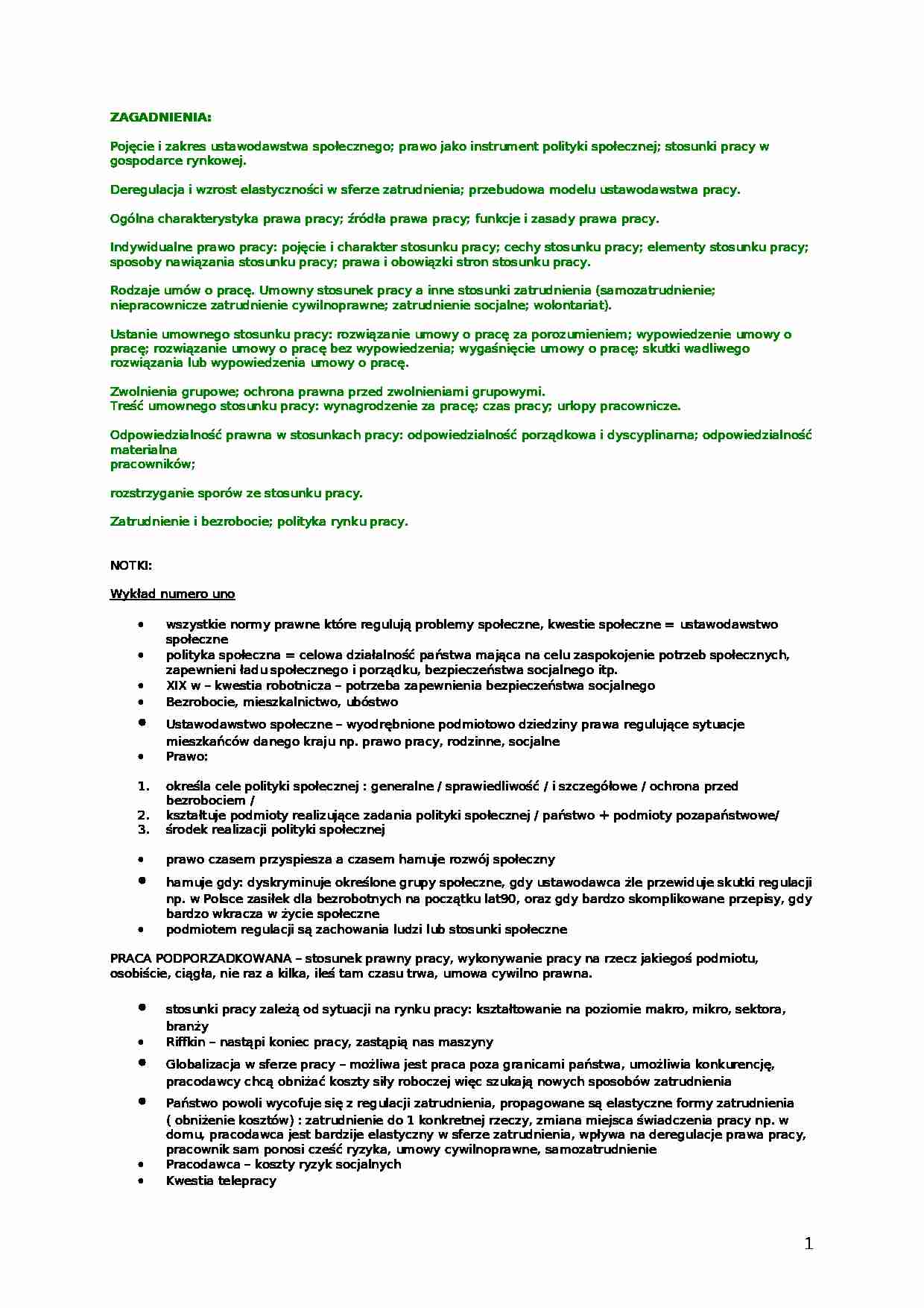 USTAWODAWSTWO SPOŁECZNEy - Prawo  - strona 1