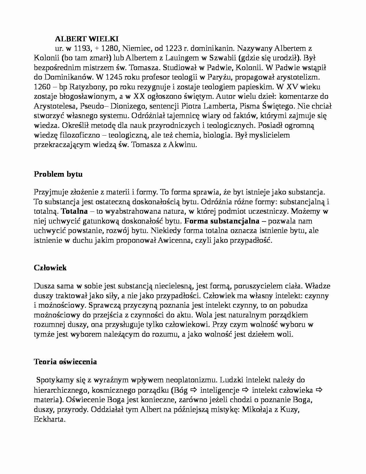 Albert Wielki - poglądy - strona 1