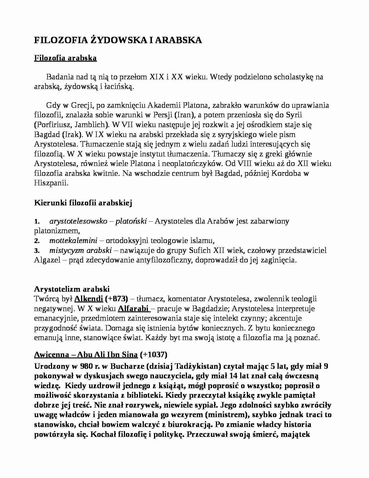 Filozofia arabska i żydowska - Scholastyka - strona 1