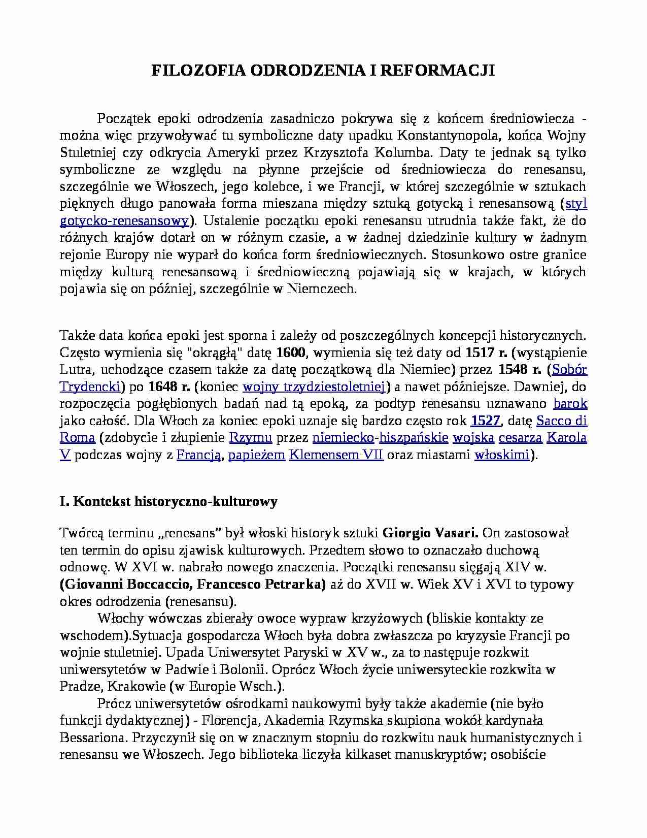 Filozofia odrodzenia i reformacji - strona 1