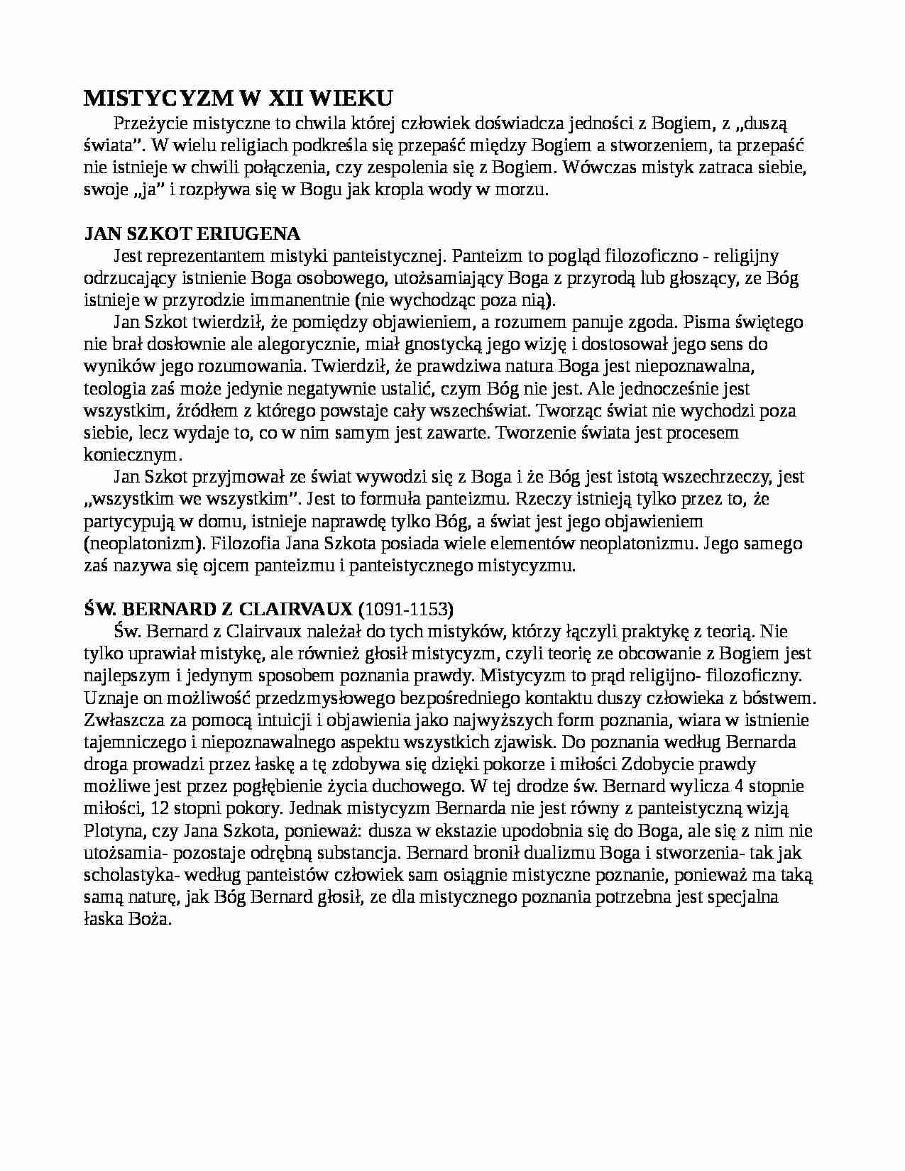 Mistycyzm w XII wieku - strona 1