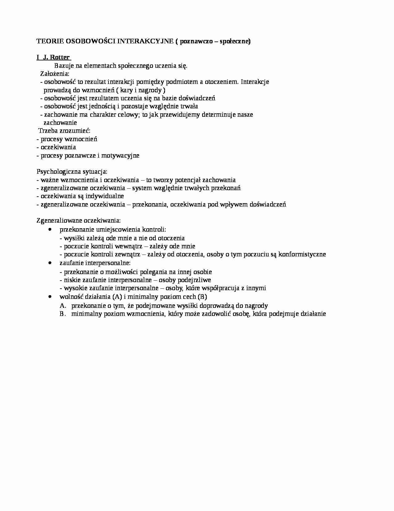 Teorie osobowości interakcyjnej - strona 1