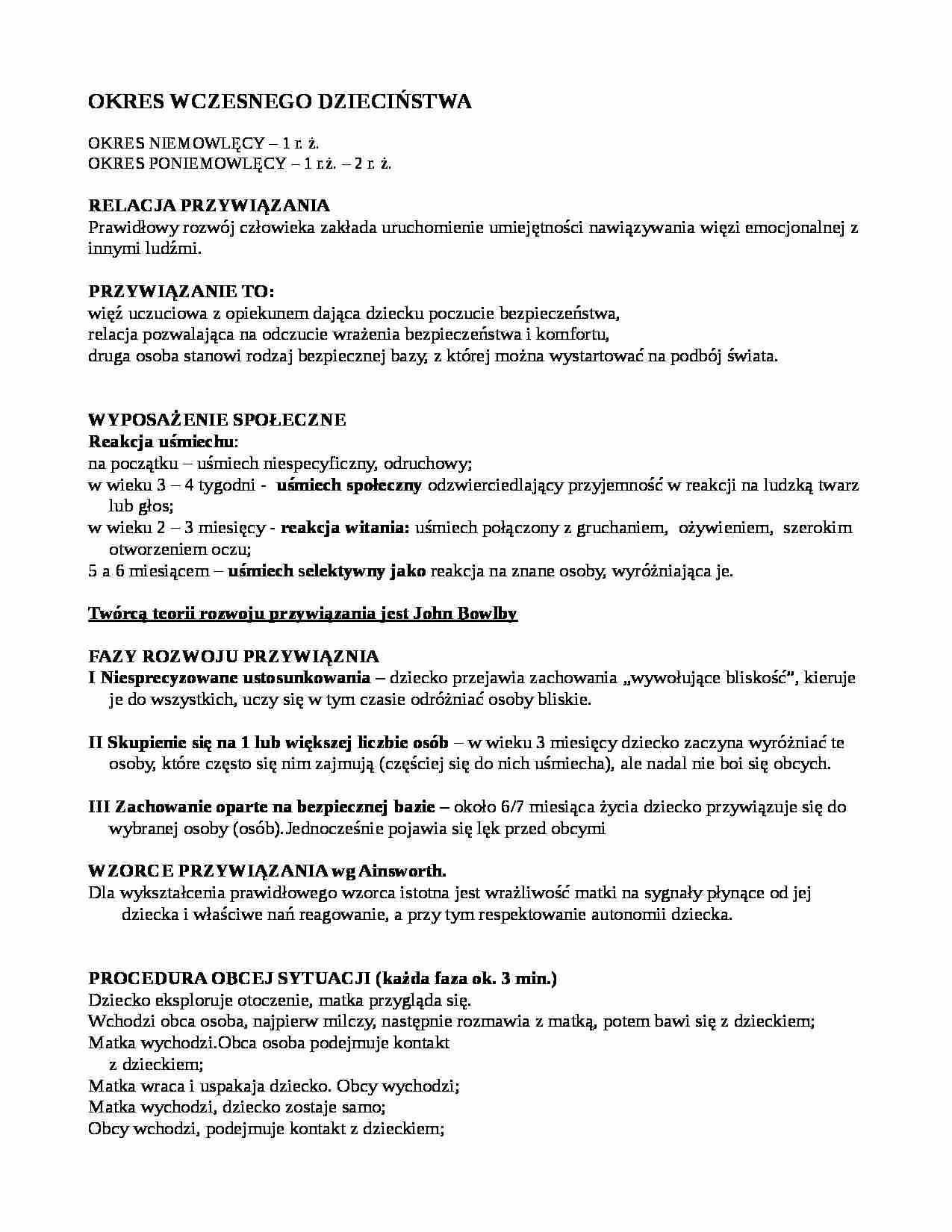 Okres wczesnego dzieciństwa - strona 1