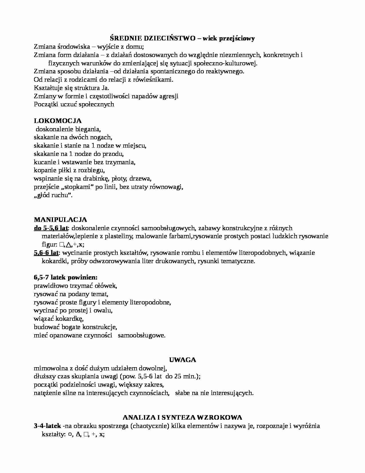 Średnie dzieciństwo – wiek przejściowy - strona 1