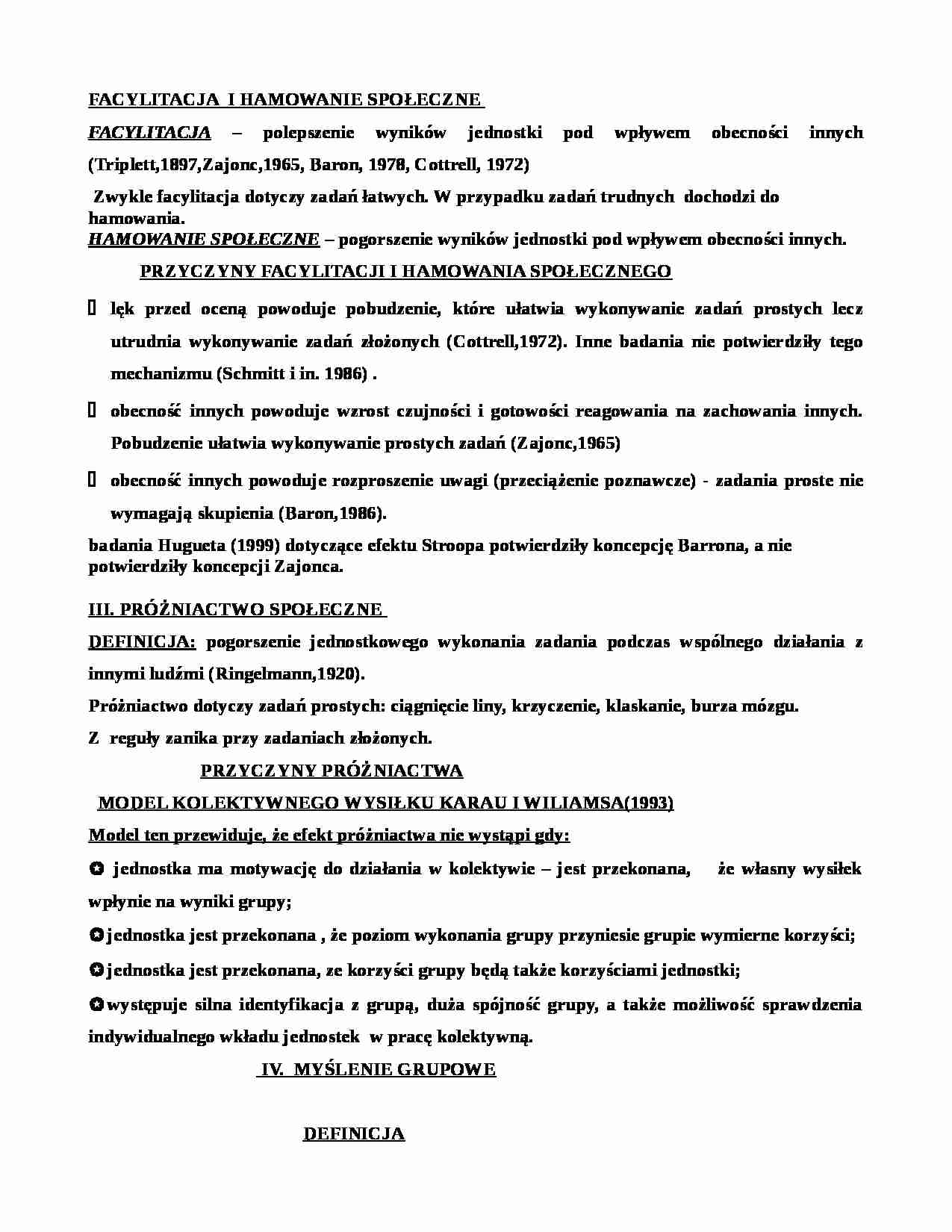 Facylitacja i hamowanie społeczne - strona 1