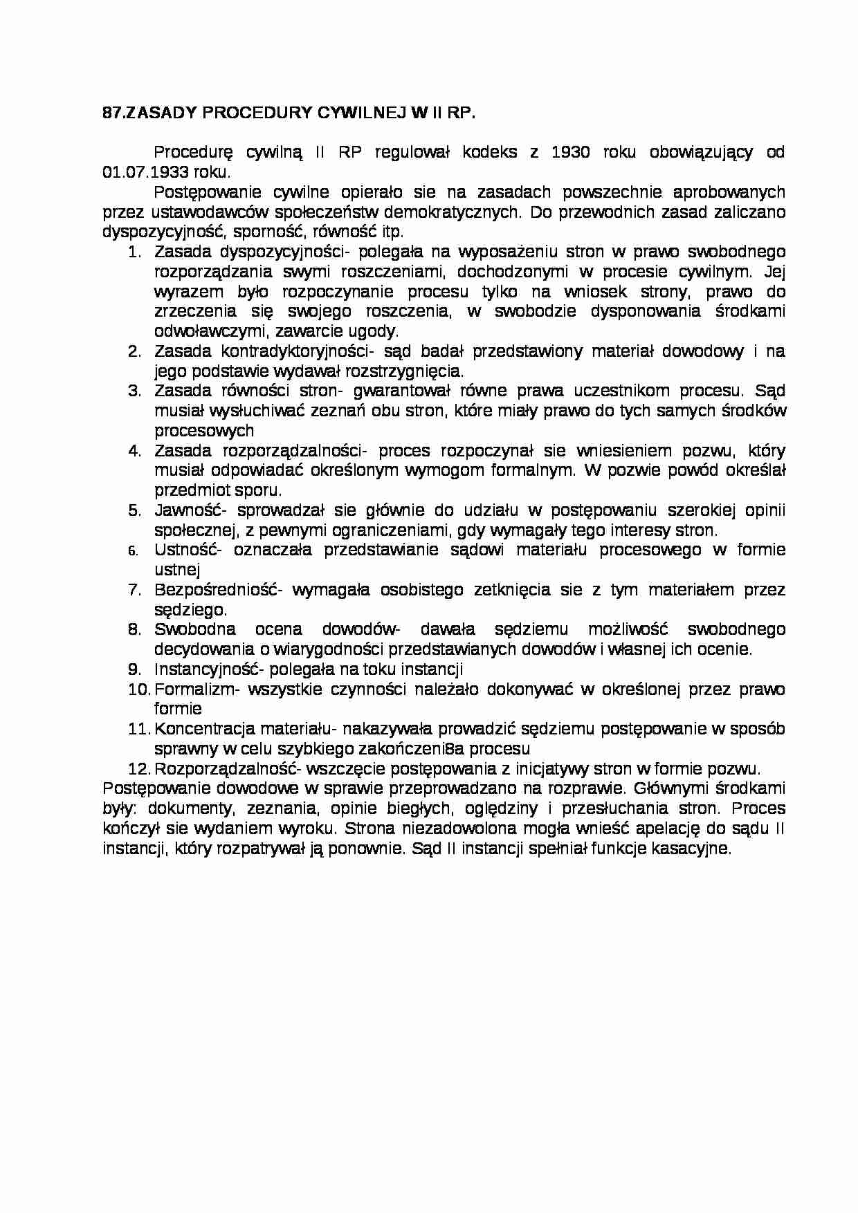 ZASADY PROCEDURY CYWILNEJ W II RP. - Prawo  - strona 1