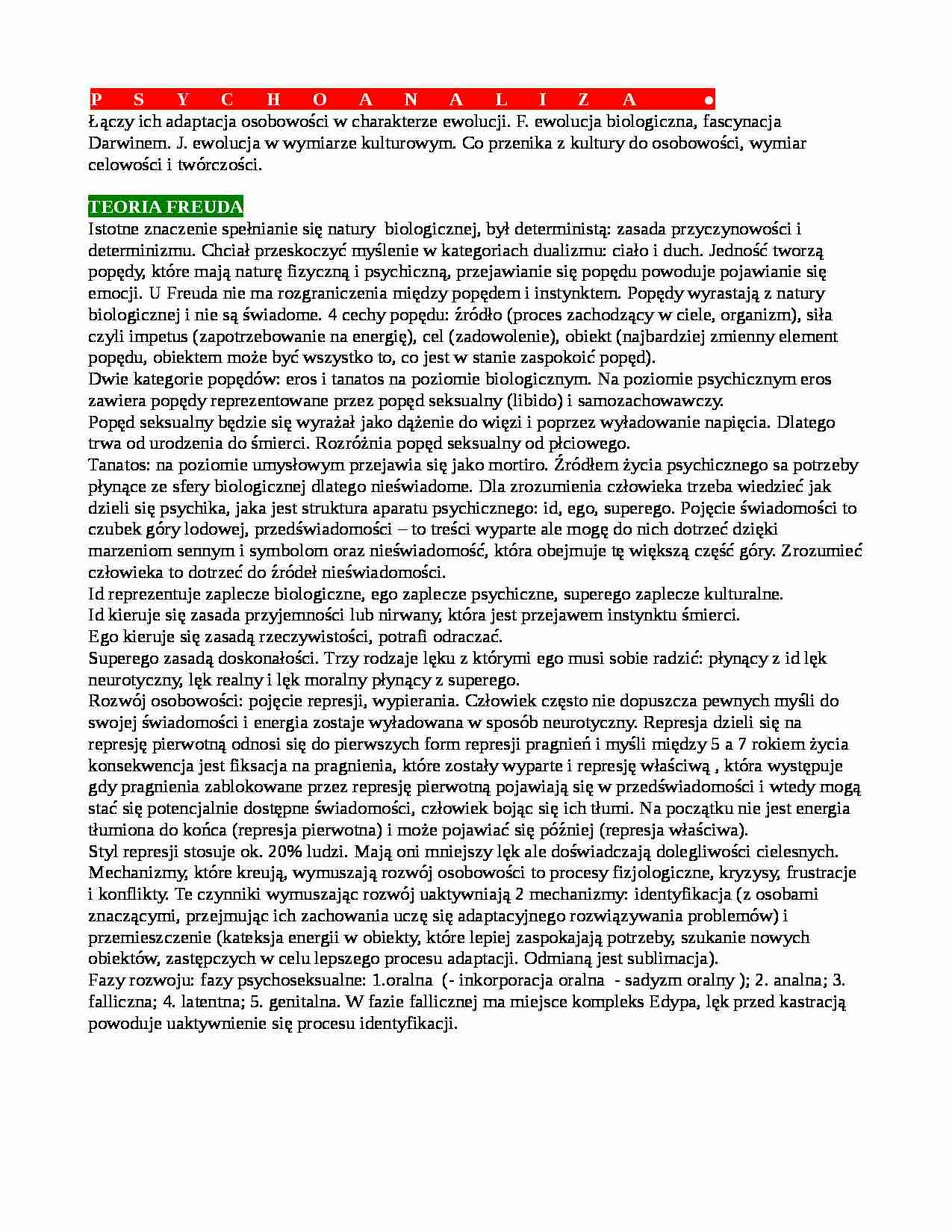 Psychoanaliza, teoria Freuda - strona 1