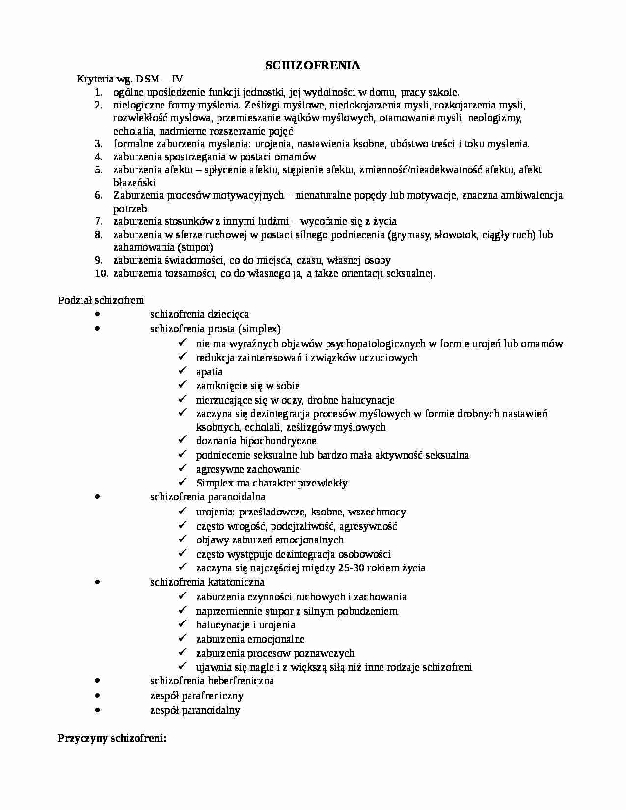 Schizofrenia-opracowanie - strona 1